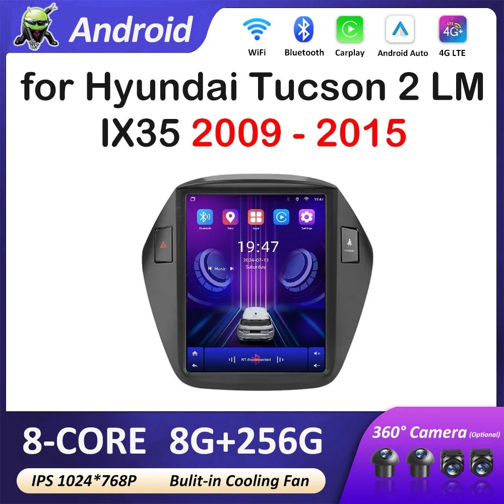 HD Touch Screen Wireless Carplay for Hyundai Tucson 2 LM IX35 2009 - 2015 Android 14 Car M
