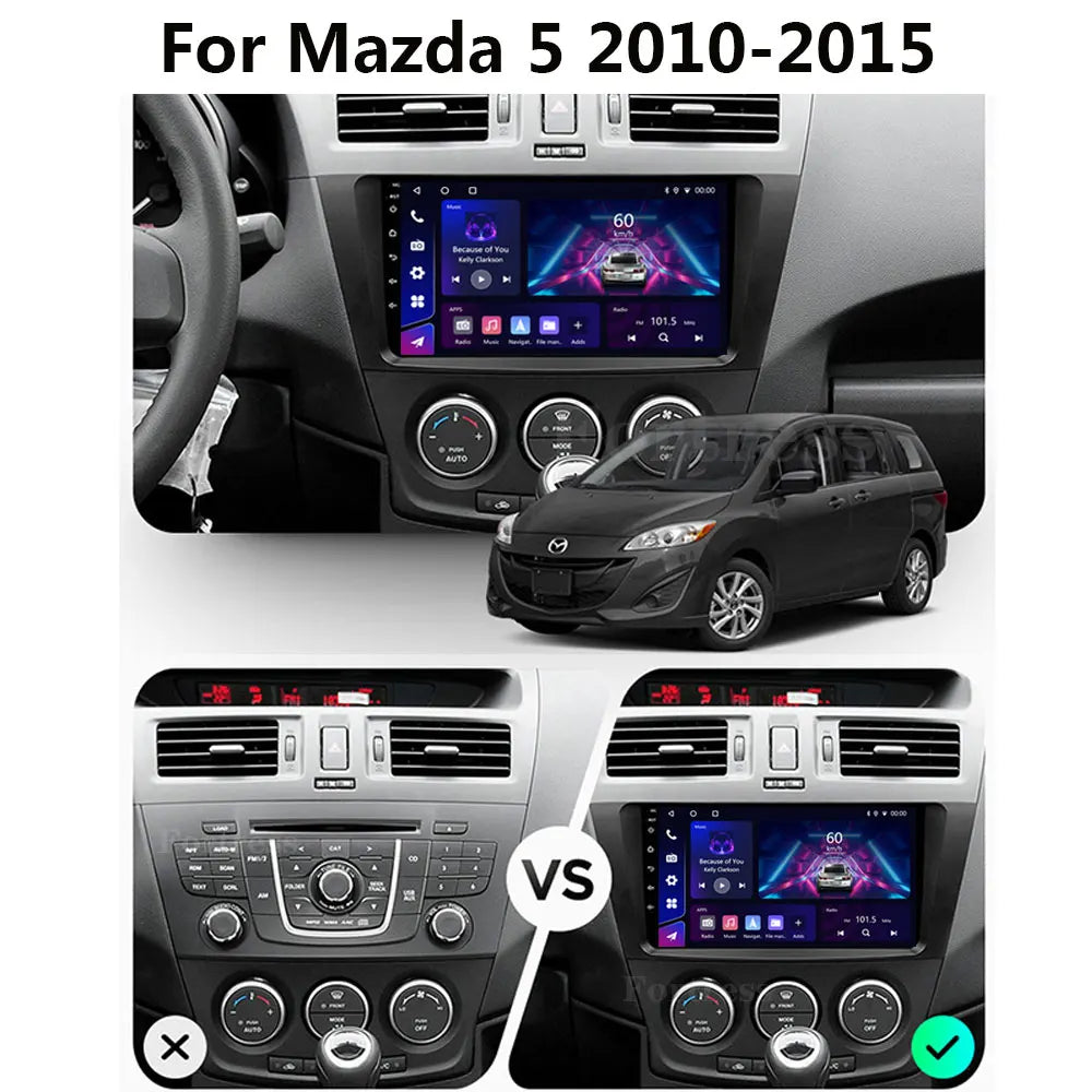 Android 16 For Mazda 5 CW 2010 - 2015 Car Radio Multimedia Video Player Navigation For And