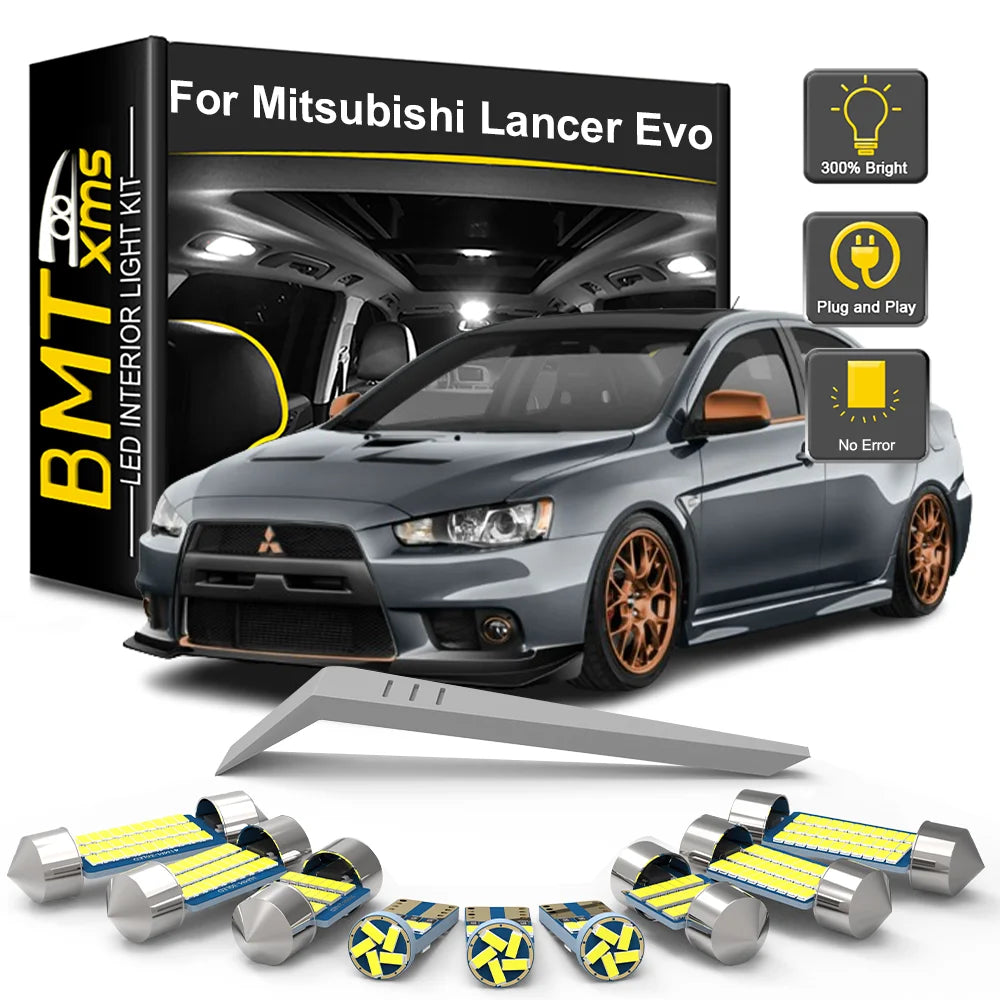 8-Piece LED Interior Light Kit for Mitsubishi Lancer Evo Evolution 8 9 10 VII VIII IX X 2002-2017 - Canbus Dome Map D...