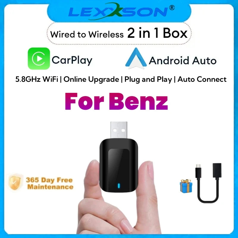 Wireless CarPlay Android Auto Wireless Adapter Plug & Play Smart Mini 2IN1 Box For Benz A  | AUTOKITSHOP