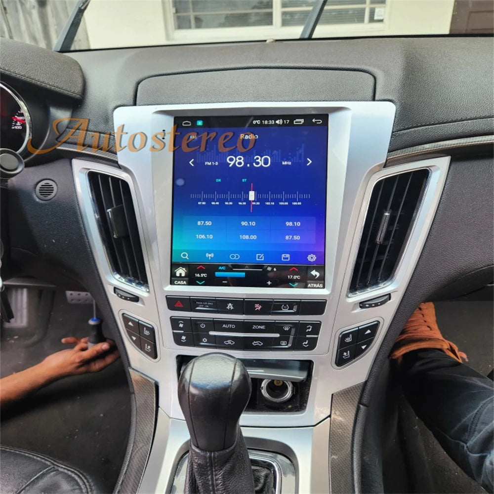 Carplay Android 14 Car GPS Navigation For Cadillac CTS 2007-2012 Tesla Screen Head Unit Mu