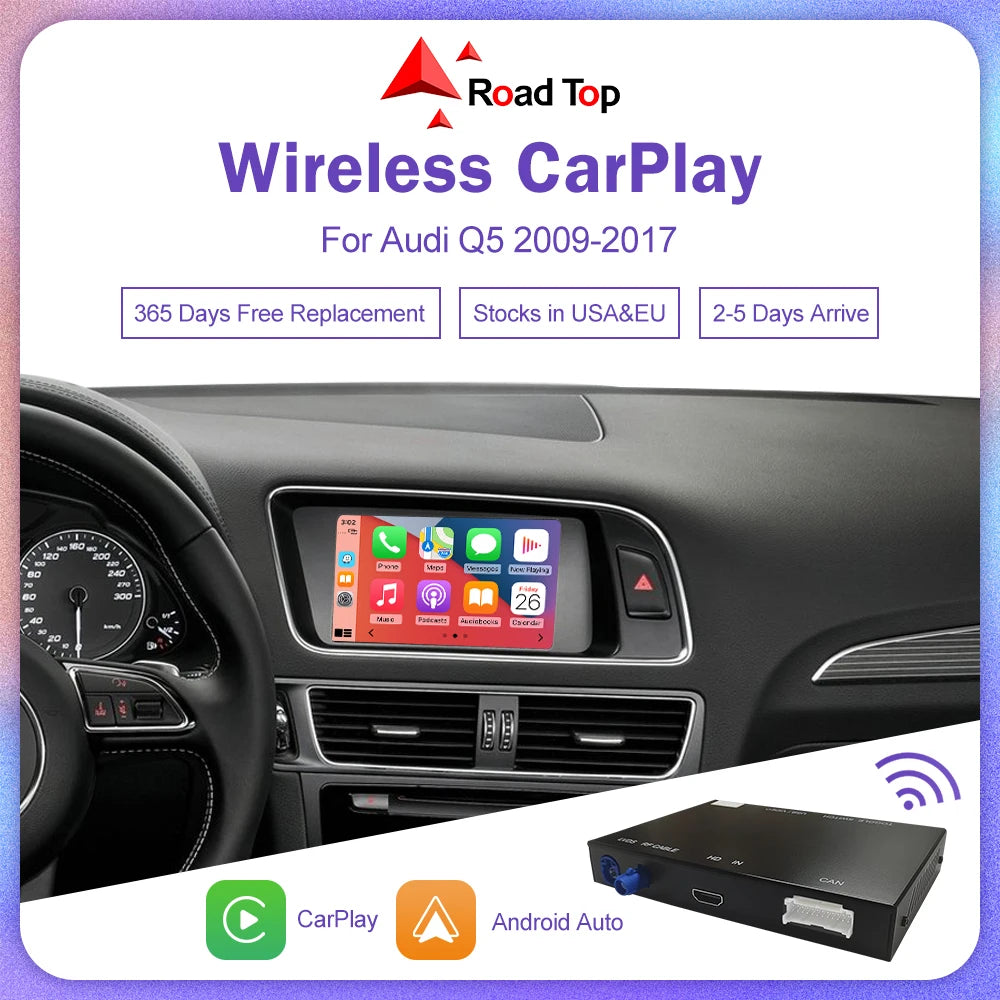 Wireless CarPlay for Audi Q5 2009-2017,Support Android Auto MirrorLink Air Play Siri Origi | AUTOKITSHOP