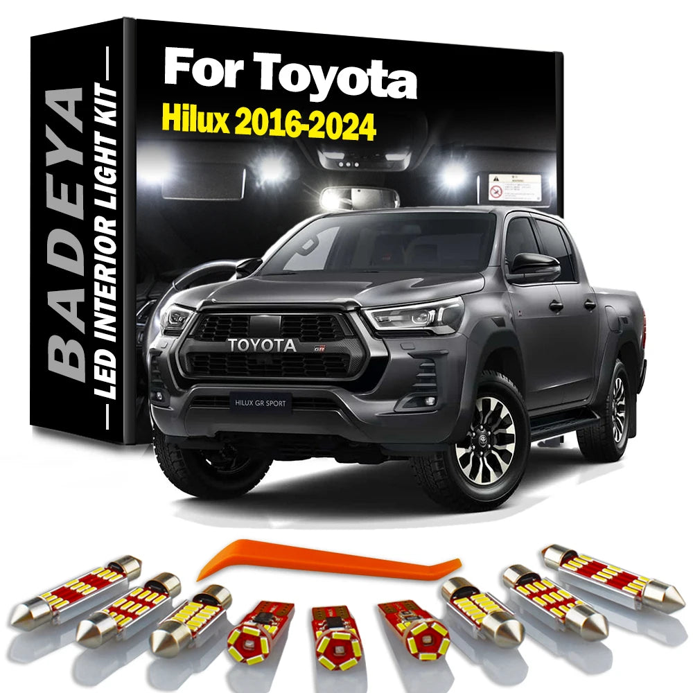BADEYA 8Pcs LED Interior Dome Map Indoor Light Kit For Toyota Hilux 2016 2017 2018 2019 20