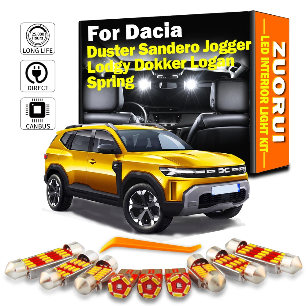 LED Interior Light Kit for Dacia Duster Jogger Lodgy Sandero Dokker Logan Spring I II MK1 MK2 MKI MKII LED Interior R...