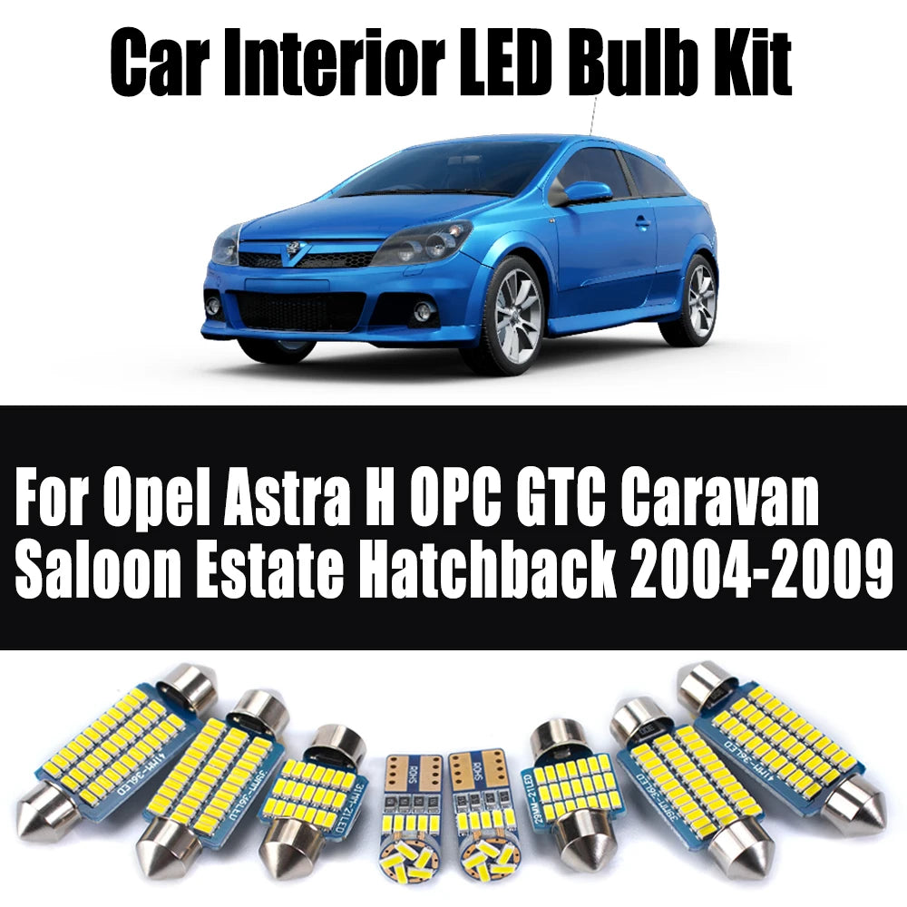 15-Piece LED Interior Light Kit for Opel Astra H OPC GTC Caravan Saloon Estate Hatchback 2004-2009 - Canbus Dome Map ...