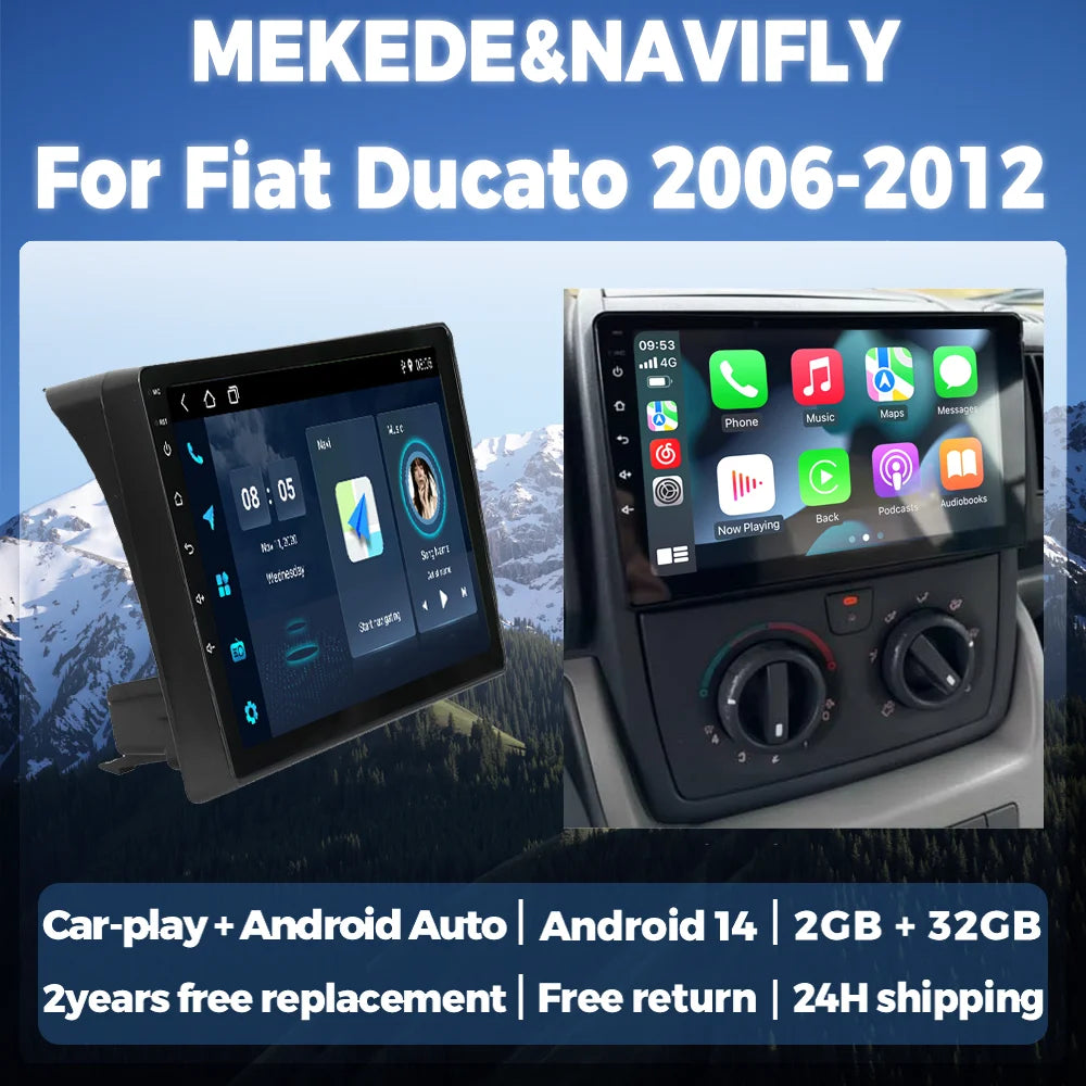 Wireless Carplay Auto Android 14 Car Radio For Fiat Ducato Peugeot Boxer 2 Citroen Jumper