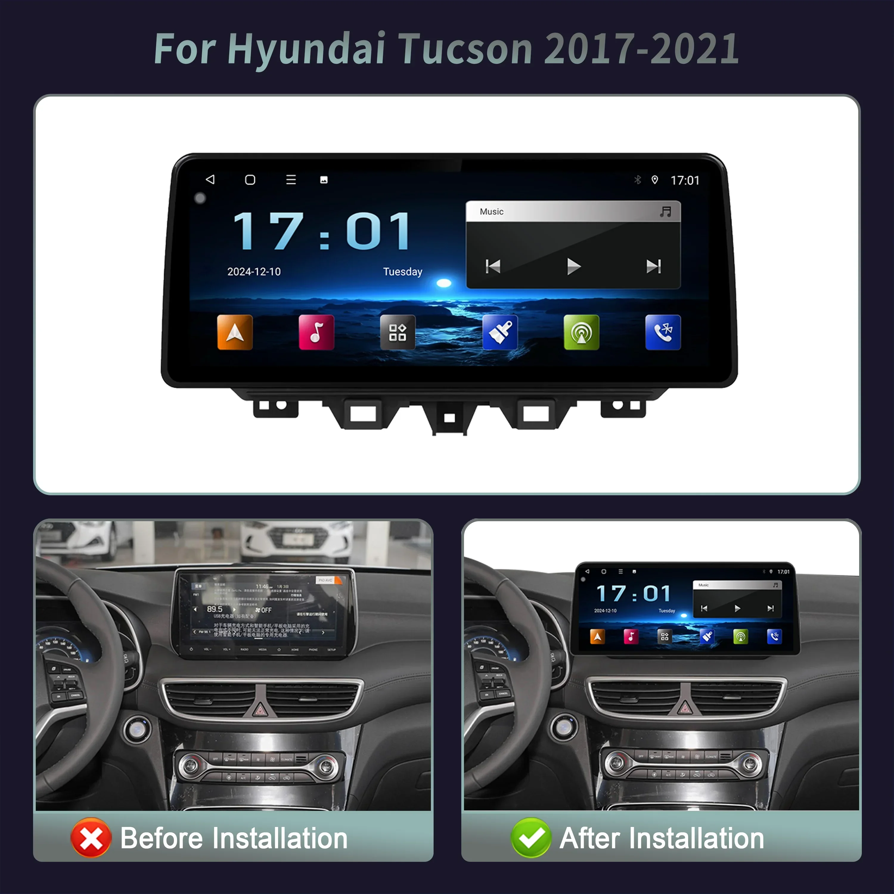 12.3 inch Car Radio Multimedia Navigation Wireless BT CarPlay 4G GPS Multimedia Head Unit