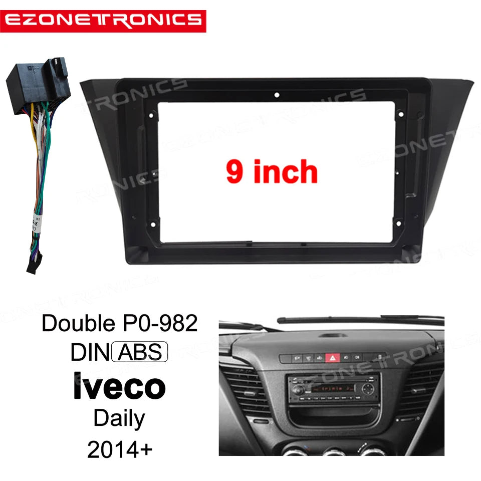 2din -1Din Car DVD Frame Audio Fitting Adaptor Dash Trim Kits Facia Panel 9 inch For Iveco