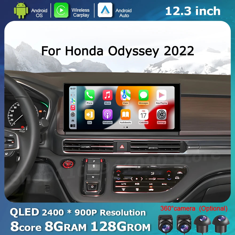 Wireless Carplay Android Auto for Honda Odyssey 2022 Multimedia Radio Player GPS Navi WiFi