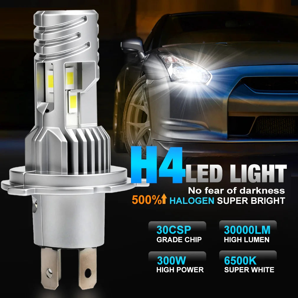 30000LM H4 LED Light Bulb 9003 HB2 LED Headlights Canbus High Low Dual Beam 30PCS 3570 CSP