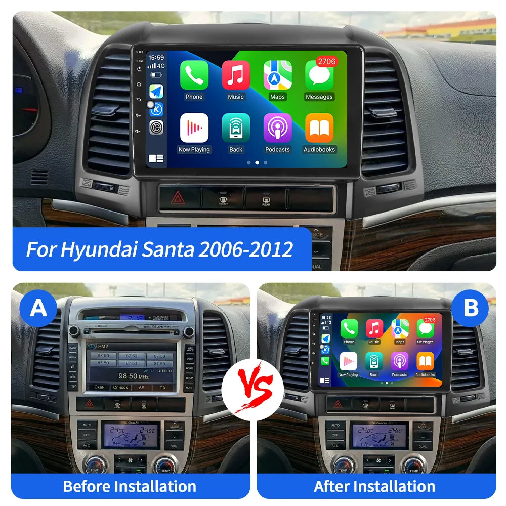 Car Radio Multimedia Player Android 16 Intelligent System For Hyundai Santa Fe 2 2006-20 S