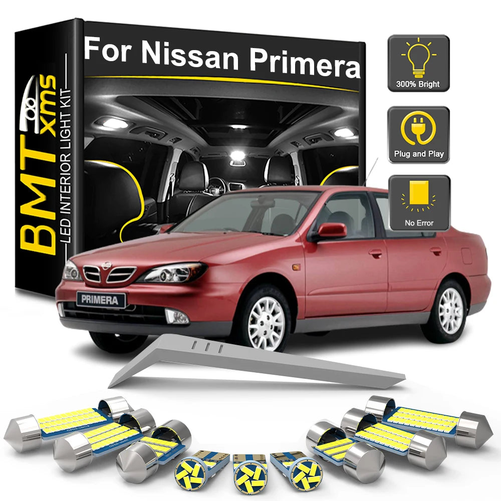 LED Interior Light Kit for Nissan Primera P10 P11 P12 W10 WP11 WP12 Sedan Hatchback Wagon 1990-2004 - Canbus Dome Map...