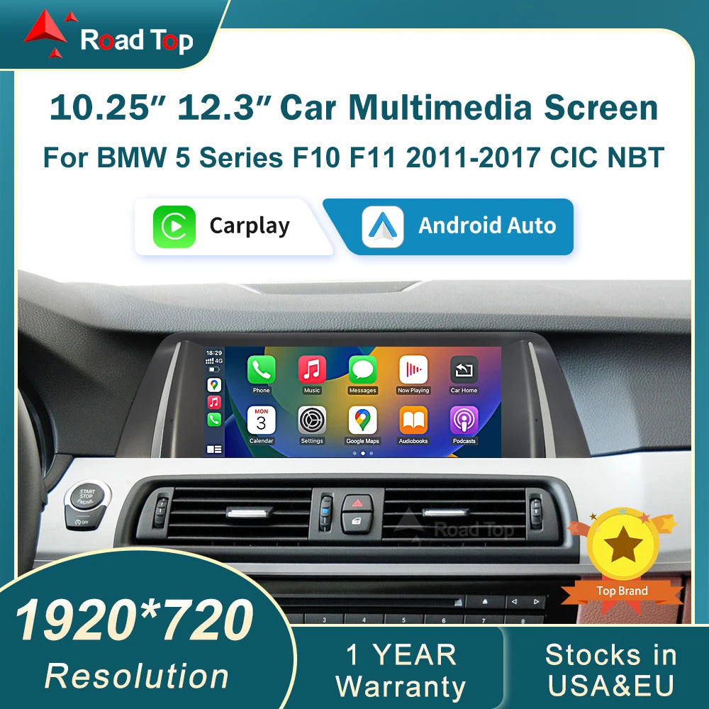 CN RoadTop For BMW Series 5 F10 F11 2011-2017 Wireless CarPlay Android Auto Multimedia Rad