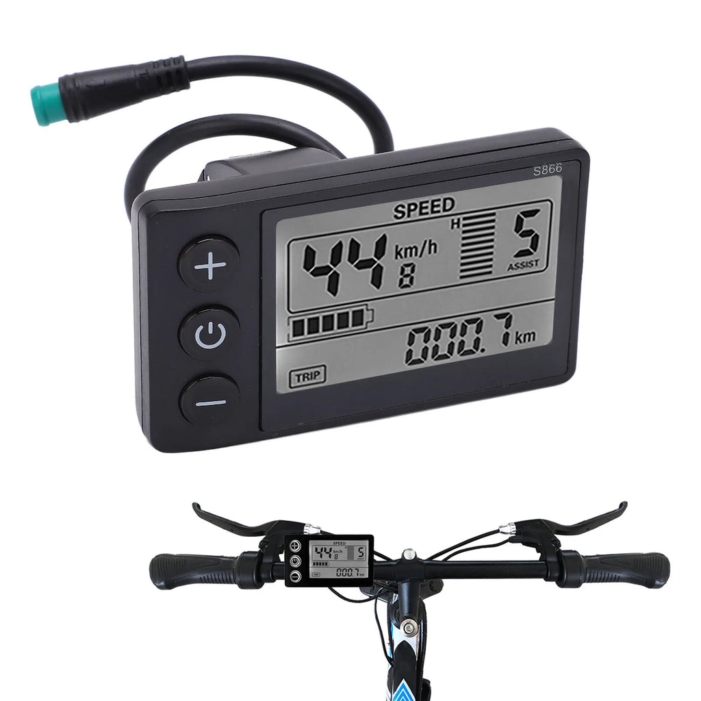 1Pc S866 Electric Bike LCD Display Meter 24V 36V 48V Control Panel with IP65 Wat for S866 IP65 - Automotive LED Light