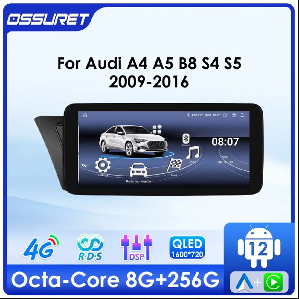 Android 13 Autoradio Carplay For Audi A4 A5 B8 S4 S5 2009-2016 Auto Multimedia 4G Carplay