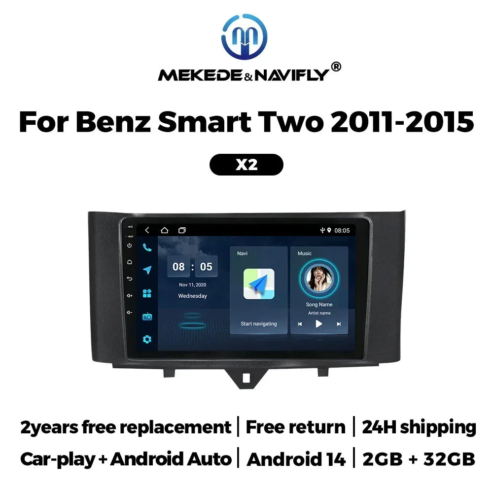 Android 14 Car Radio Stereo for Mercedes Benz Smart Fortwo 2010 - 2015 Carplay Auto Audio  | AUTOKITSHOP