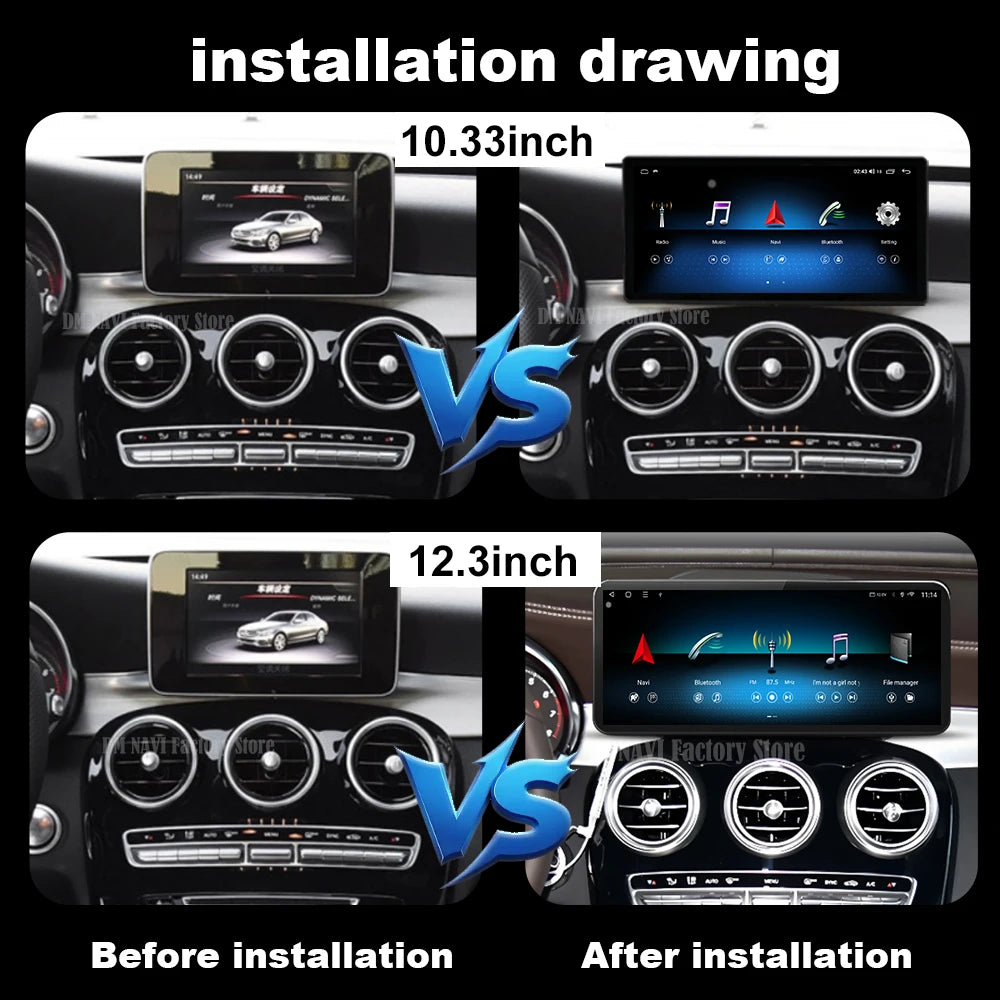 QLED Screen Car Radio Multimedia For Mercedes Benz C Class W205 GLC X253 2015-2018 Android