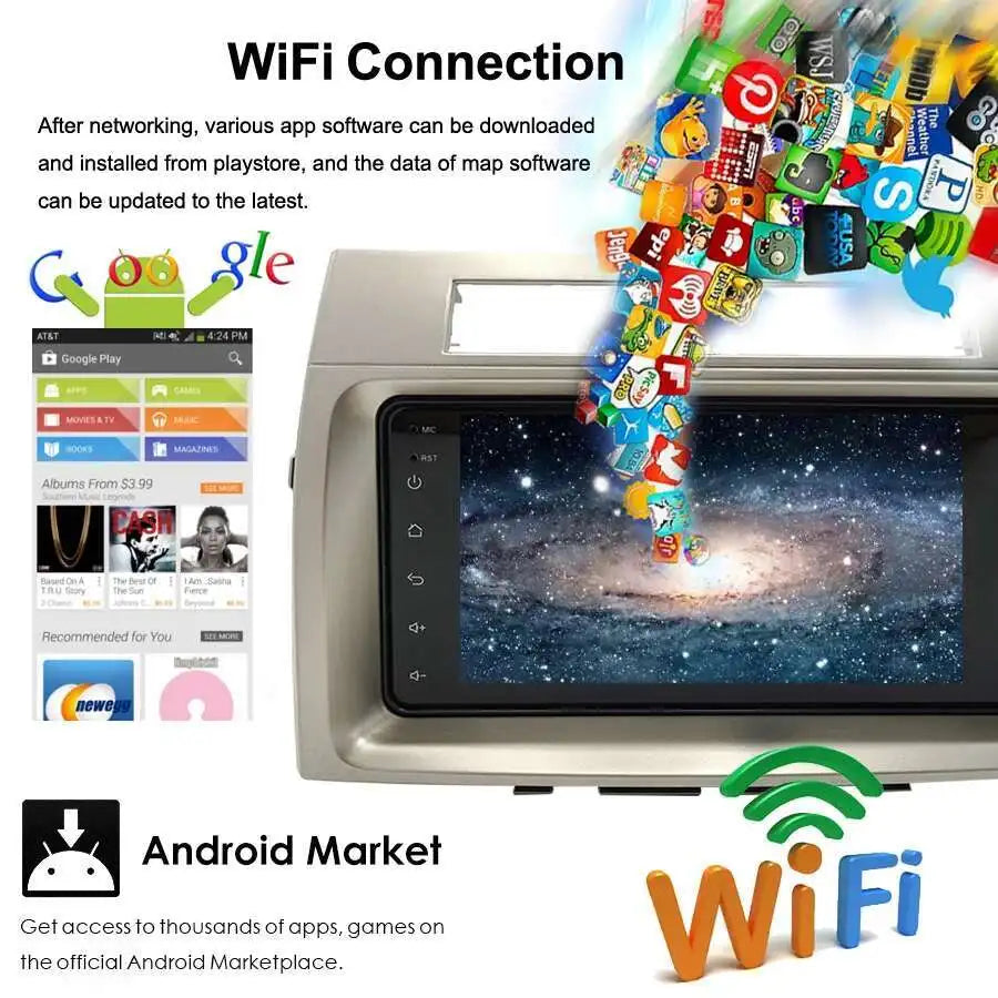Car Multimedia Video Player Android 14 Autoradio For Toyota Corolla Verso 2006-2008 Naviga