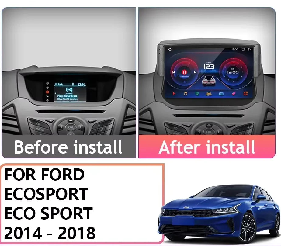 Android 16 Carplay Auto 2K Screen Car Radio Multimedia Player For Ford Ecosport 2013-2017