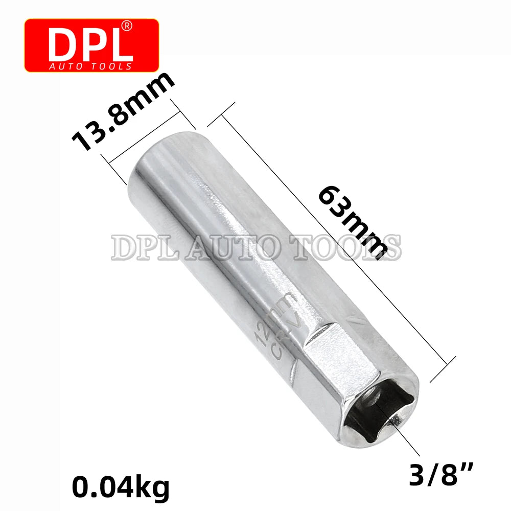 3/8" Drive 12mm Spark Plug Socket 12 Point Deep Thin Wall Design - Automotive LED Light