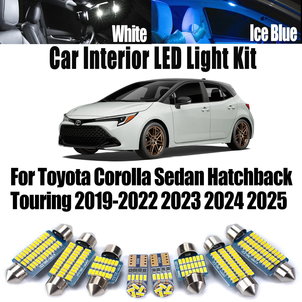 11-Piece LED Interior Light Kit for Toyota Corolla Sedan Hatchback Touring 2019- 2025 - Canbus Dome Map Door Trunk Bu...