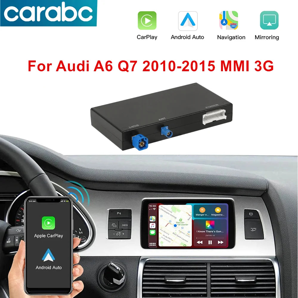 CARABC For Audi A6 Q7 2010-2015 MMI 3G System Wireless CarPlay Android Auto Adapter Mirror