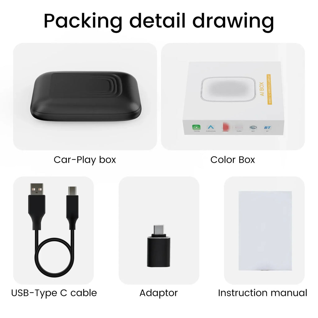 Android Mini Ai BOX Wired To Wireless CarPlay Box Android Auto Support Netflix YTB for VW  | AUTOKITSHOP