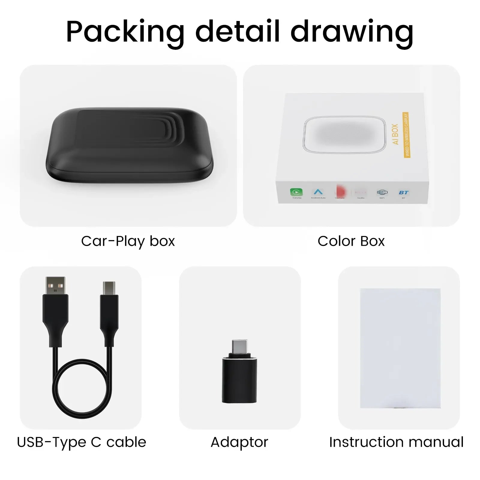 Android Mini Ai BOX Wired To Wireless CarPlay Box Android Auto Support Netflix YTB for VW  | AUTOKITSHOP
