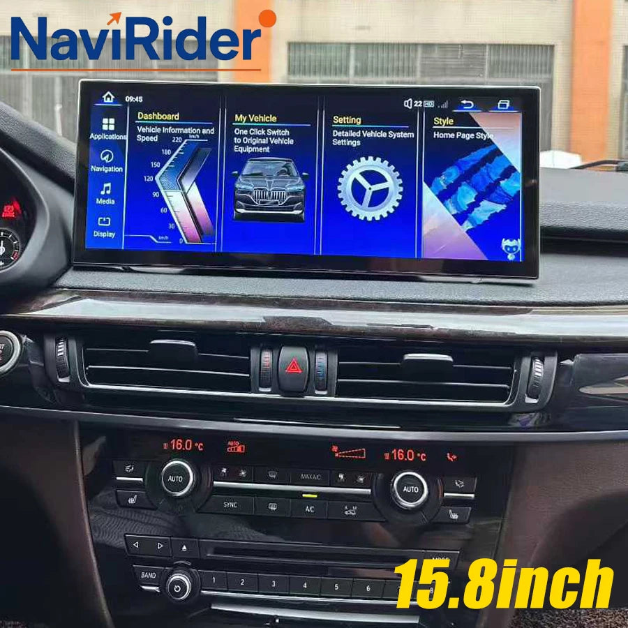 15.8” Android Auto For BMW X5 X6 F15 F16 2013-2018 Stereo Car Radio Multimedia Video Playe
