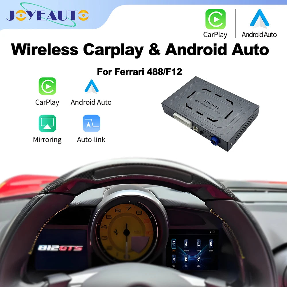 Wireless CarPlay Android Auto Retrofit Interface for Ferrari 488/F12 - Mirroring USB Video Flash Play Support OEM Mic Ca