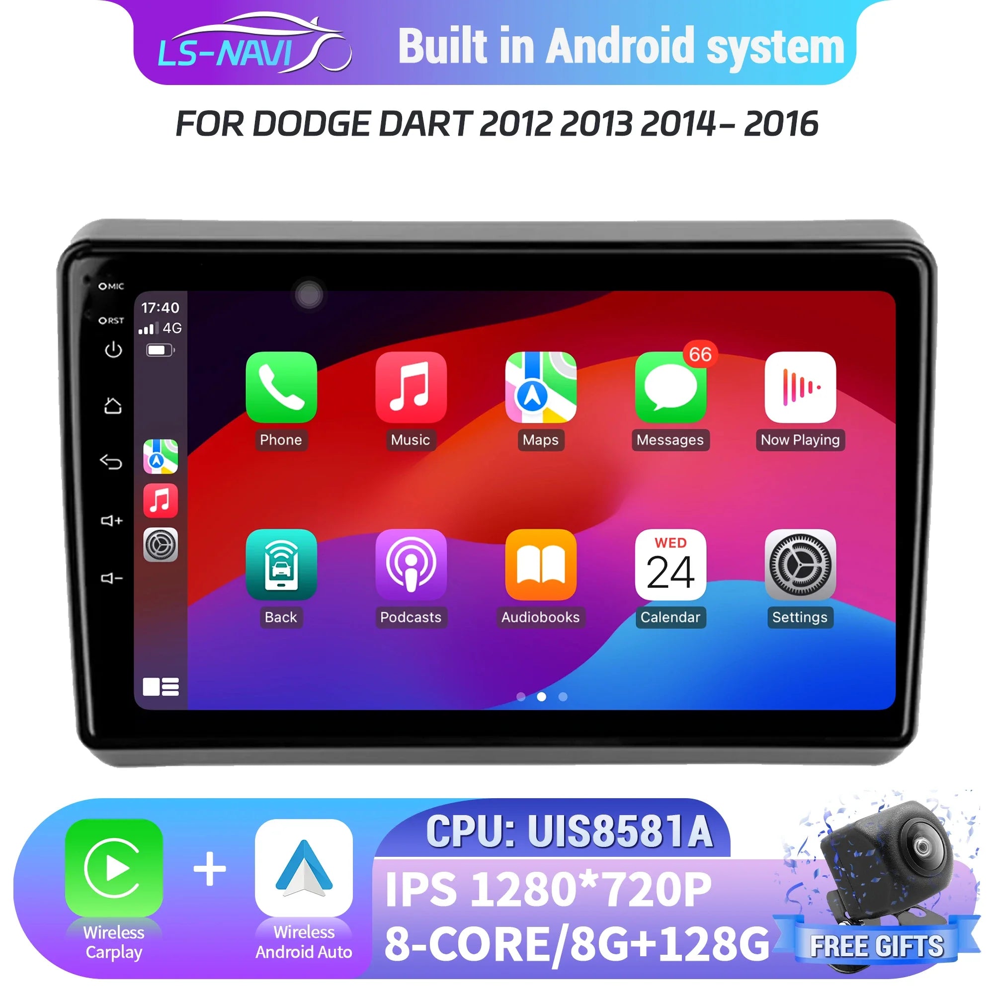 Car Radio For Dodge Dart 2012 2013 2014-2016 Android 14 System Stereo Wireless Bluetooth C