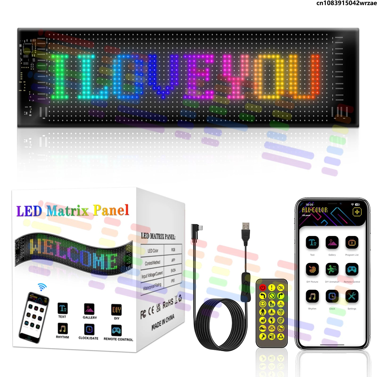 20x64 RGB Devil's Eye LED Matrix Panel, DIY Remote Control Adjustable Scrolling Lighting f | AUTOKITSHOP