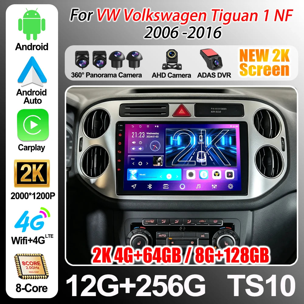 Android 16 Car Multimedia Radio For Vw Volkswagen Tiguan 1 Nf 2006 2008-2012 2013 2014 201 | AUTOKITSHOP