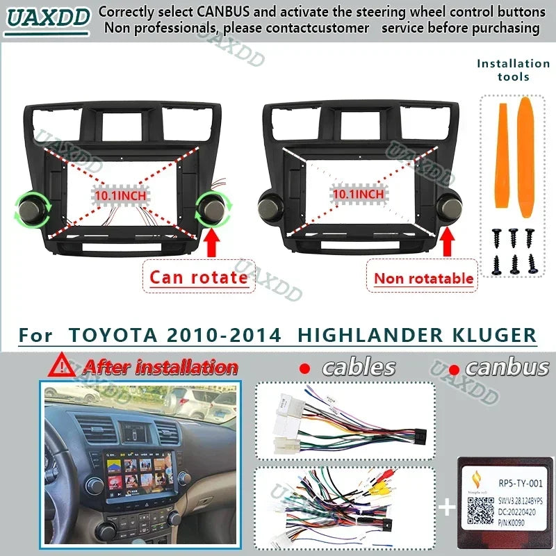 For TOYOTA 10-14 HIGHLANDER KLUGER 10.1 INCH Car Radio Android DVD Stereo Audio Screen MP3