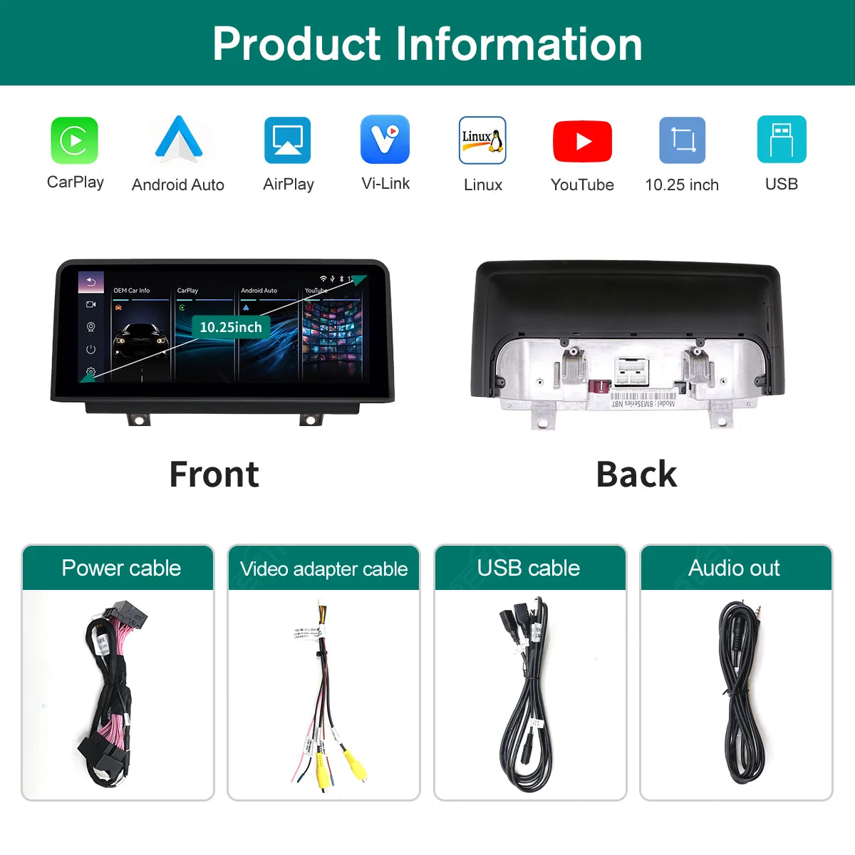 REEIIO 10.25 Inch CarPlay Android Auto Screen For BMW 3 4 Series F30 F31 F32 F33 F34 F36 2