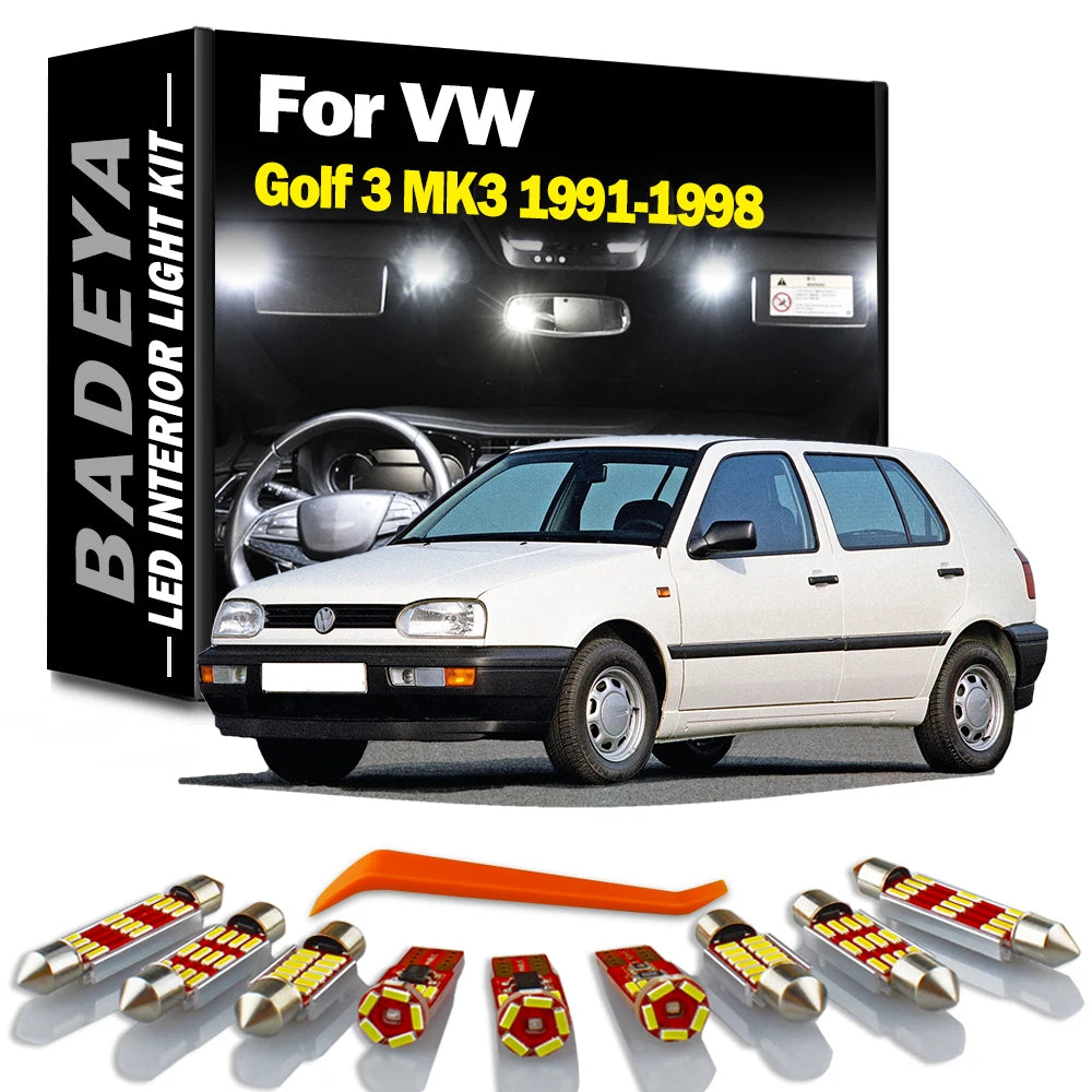 BADEYA 10Pcs Canbus LED Interior Reading Light Kit For VW Golf 3 MK3 III 1991 1992 1993 19