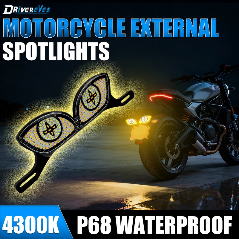 Devil Eye License Plate Light Cat Eye Dynamic Tail Light Car Motorcycl Decorative Lamp Str