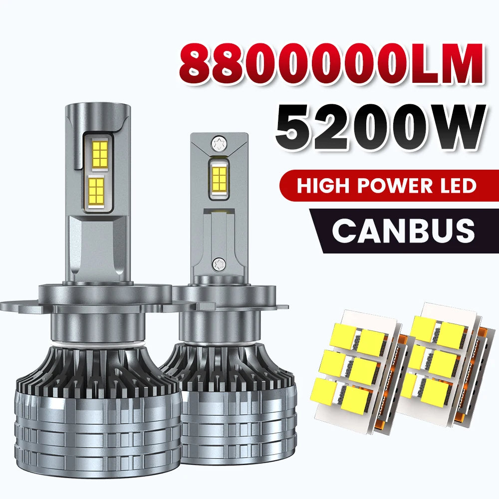 ACTVTCA 5200W 8800000LM H7 H4 H11 Led Headlight High Power CSP Canbus H1 H8 9005 HB3 9006