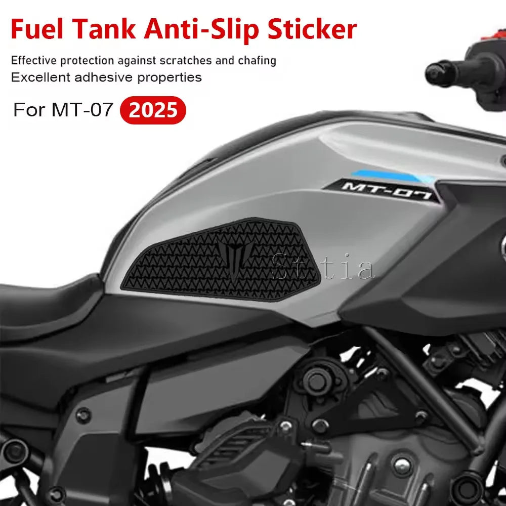 For Yamaha MT-07 2025 Motorcycle Non-slip Side Fuel Tank Stickers Waterproof Pad Rubber Sticker  - Automotive LED Light