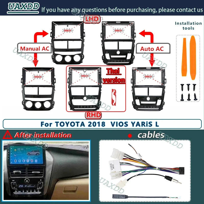 For TOYOTA 2018 VIOS YARiS L 9INCH Car Radio Android CD DVD GPS Stereo Audio Screens Playe