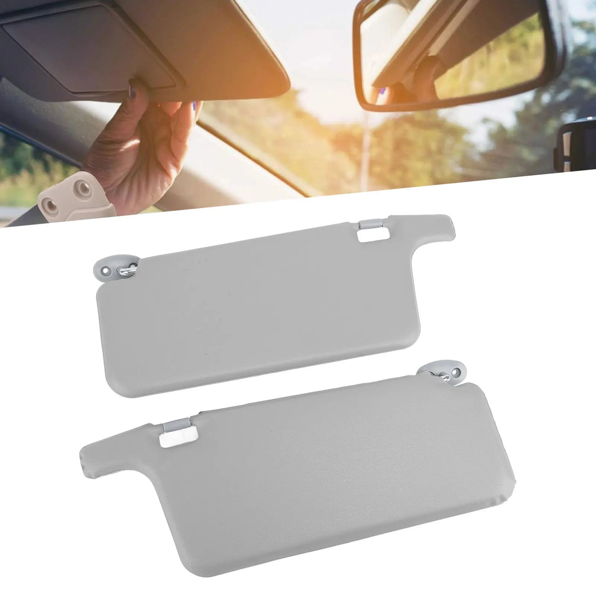 2Pcs Gray Car Sun Visor Left and Right Driver Side Sunlight Blocking Sunvisor Assy for 1996 to 2 - Automotive LED Light