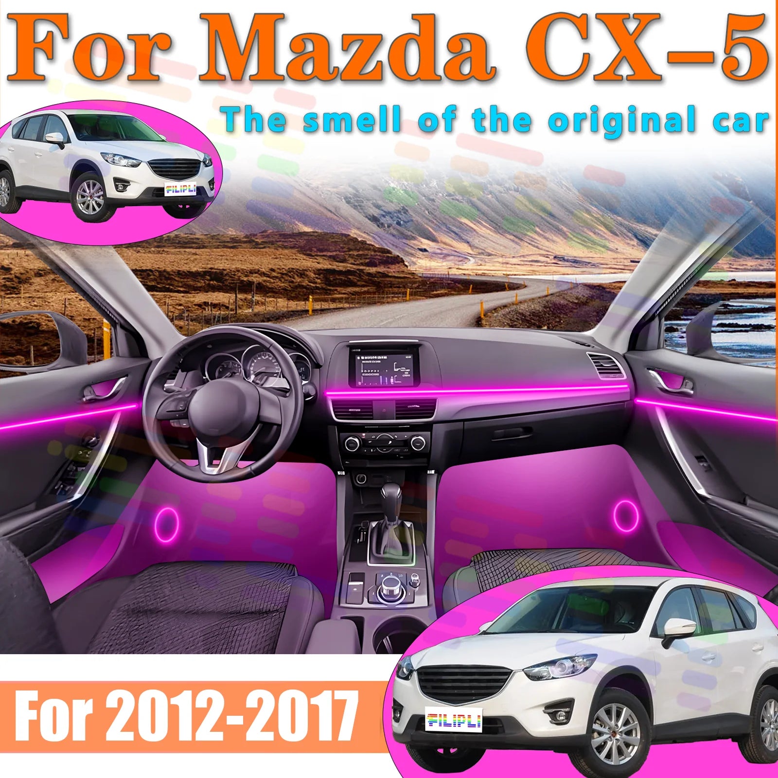 64 RGB - Neon Strip - for Mazda 2012-2017 - App Control - Car Interior Lighting | AUTOKITSHOP