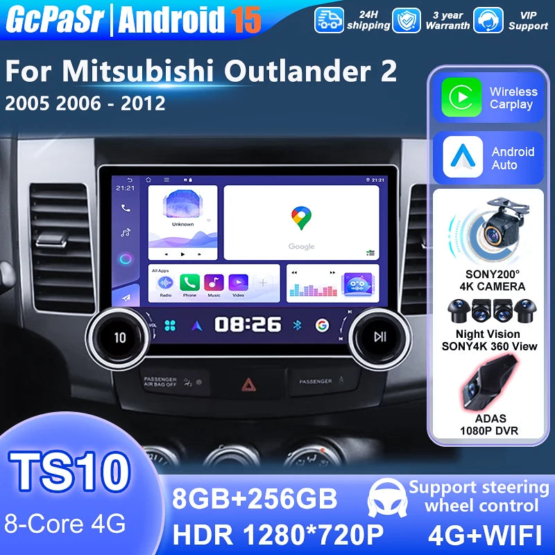 Android 15 Car Radio Stereo For Mitsubishi Outlander 2 2005 - 2012 Multimedia Video Player