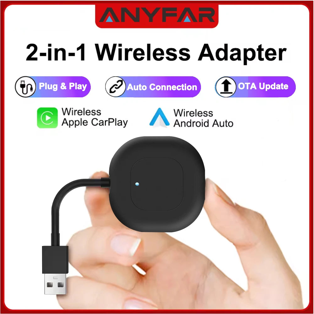 For OEM Car Stereo Plug and Play Smart Mini Box USB 2in1 CarPlay Android Auto Wireless Ada