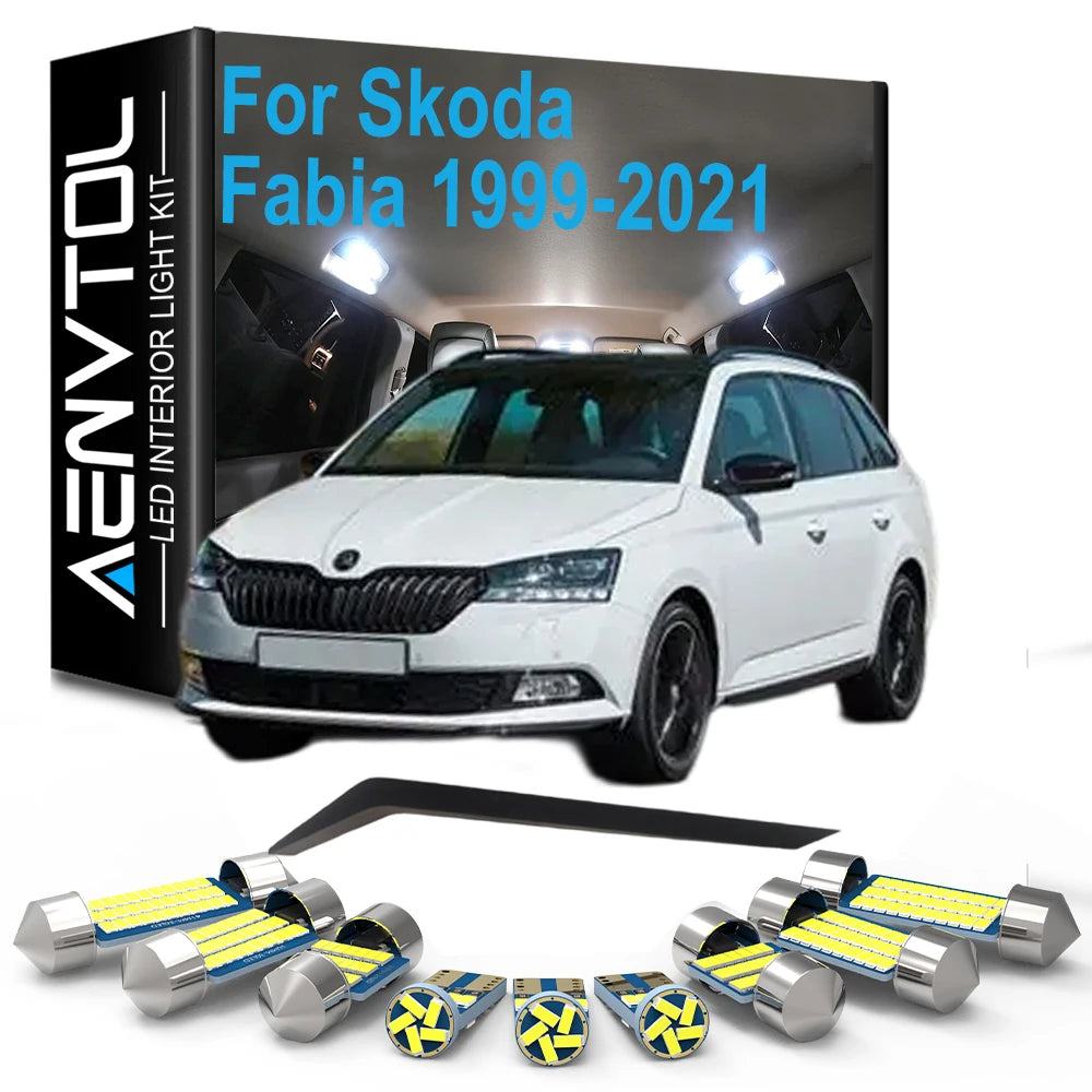 Car Bulb LED Interior Dome Map Trunk Light Kit For Skoda Fabia 1 2 3 MK1 MK2 MK3 1999-2017