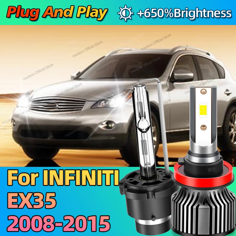 Upgraded 35W D2S Xenon HID LED Headlight Car Bulbs 6000K Headlamp For INFINITI EX35 2008 2