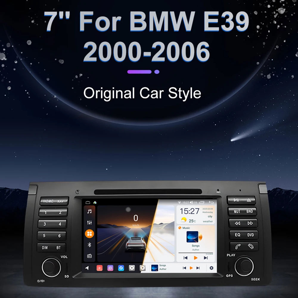 Android 14 Original Car Style 7Inch Screen For BMW E39 2000 -2006 Car Radio Stereo Multimi