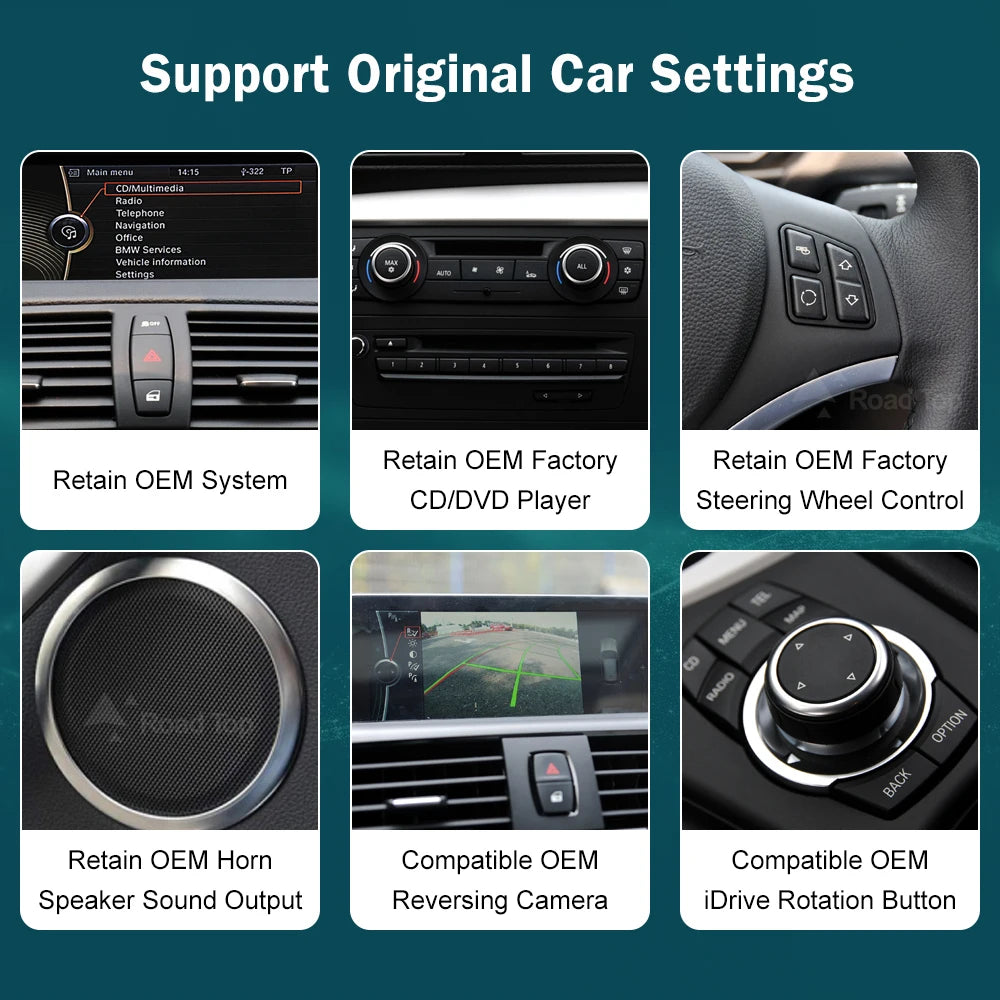 RoadTop 12.3'' Wireless CarPlay Android Auto For BMW Series 1 E81 E82 E87 E88 CCC CIC Syst