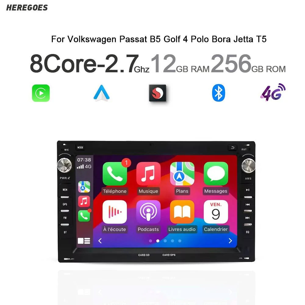 7" Android 14 Car Radio GPS Navigation WiFi Bluetooth Carplay Multimedia Player for VW Passat B5 MK4 MK5 Sharan Jetta Bo
