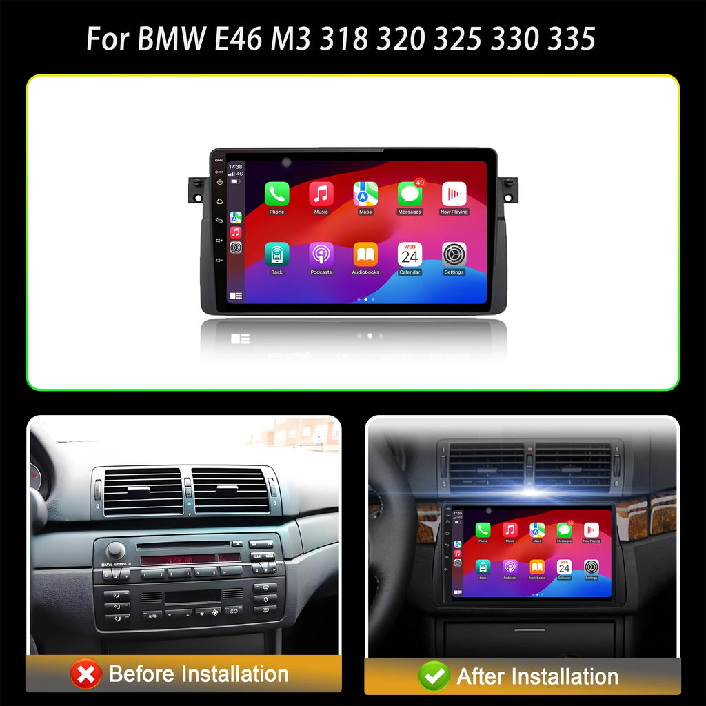 Android 14 Car Radio Multimedia For BMW E46 M3 318 320 325 330 335 1998-2006 Wireless CarP